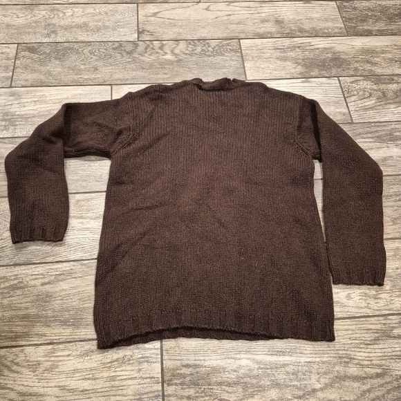 Vintage 90s J.Crew Blue Label 100% Wool Chunky Knit Sweater Brown Mens Small - Picture 4 of 5
